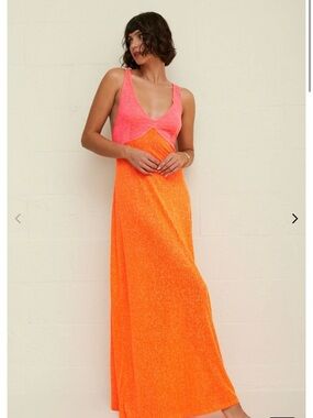 PITUSA-Pink and Orange Maxi Dress – Women